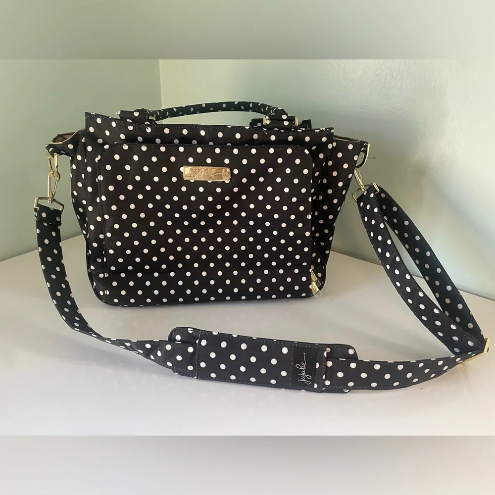 JuJuBe Baby Diaper Bag Polka Dot Tote Bag Changing Pad Pockets Storage New